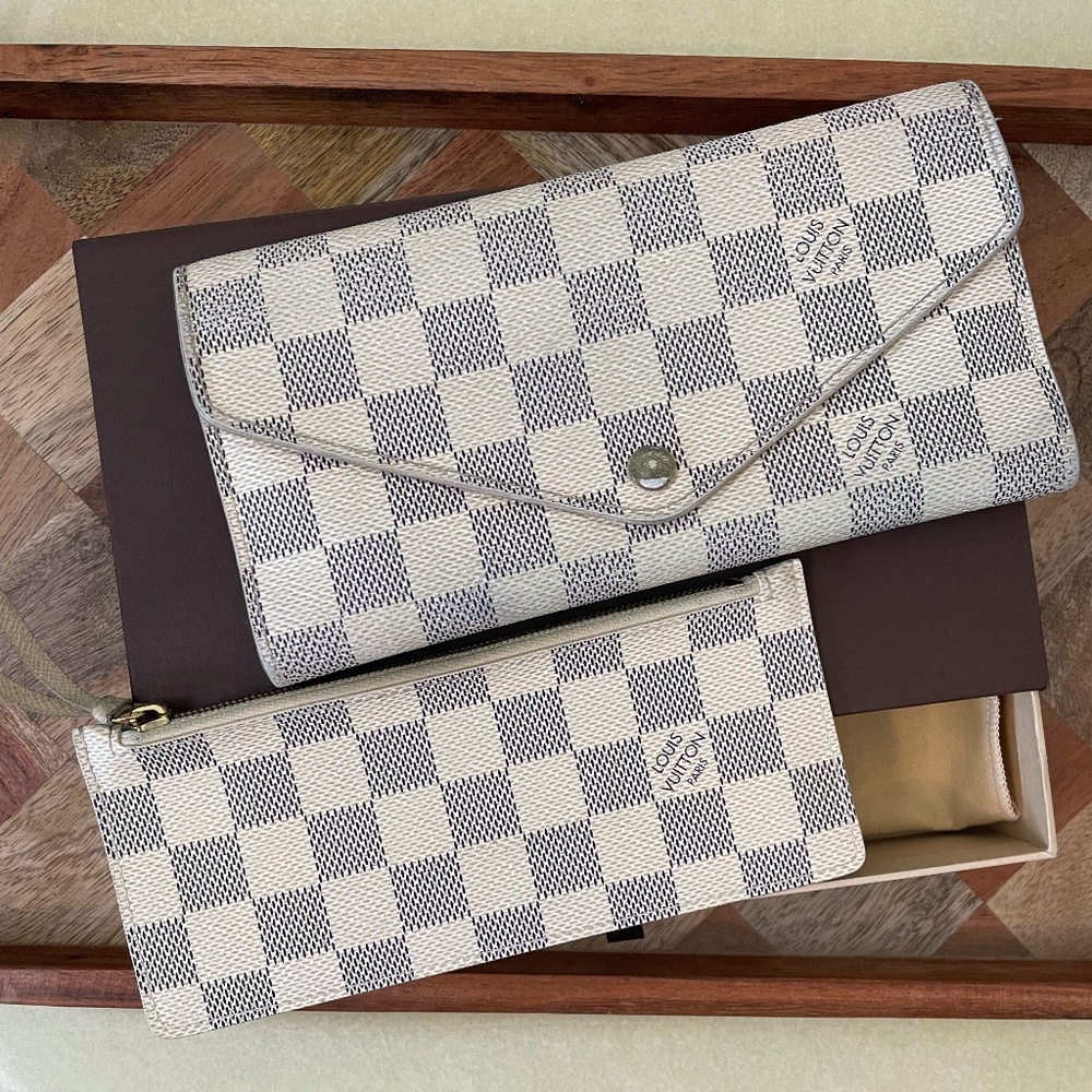 LOUIS VUITTON I-2979 JOSEPHINE DAMIER AZUR WALLET W/BOX & DUST BAG